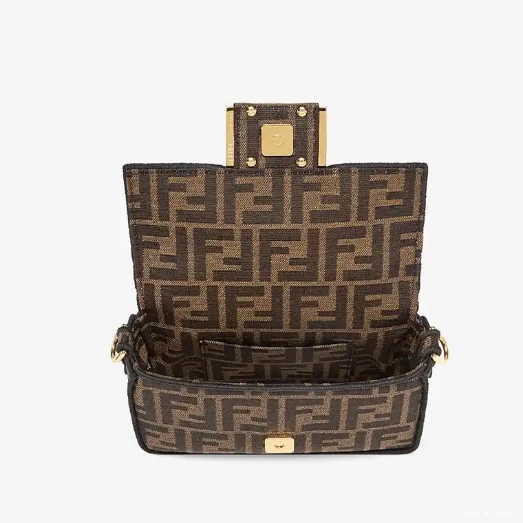 Affordable In Motif Fendi Brown Bag FF Baguette Fabric Mini 0407 HOT SALE